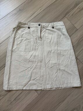 JODHPUR Linen Cotton Blend Lined Pencil Skirt Cream Beige Sz 40 (8/10)